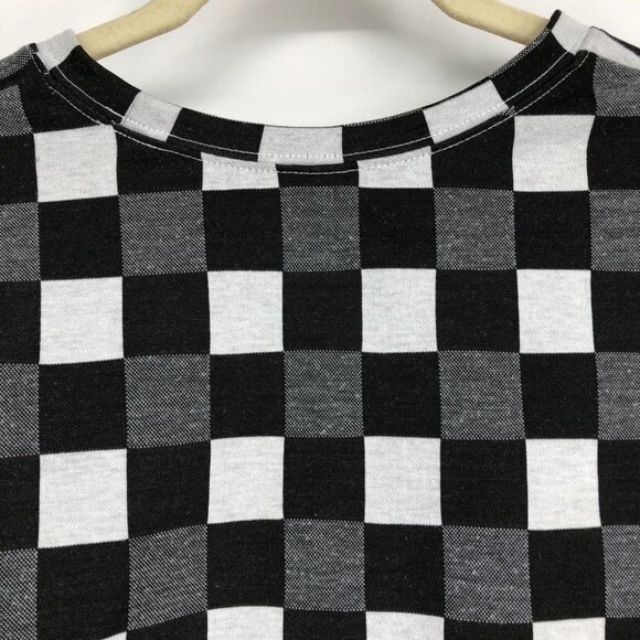 BP by Nordstrom Black White & Grey Gingham Checker Cutout Crop Top Shortsleeve S - Picture 11 of 16